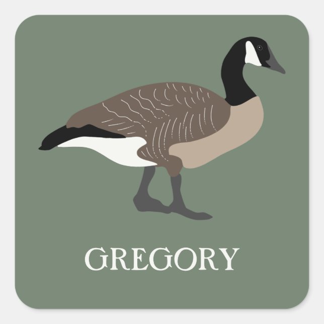 Bird Lovers Canada Geese Illustration Personalized Square Sticker (Front)