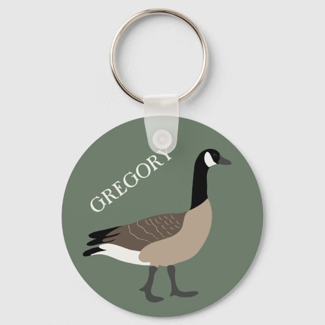 Bird Lovers Canada Goose Illustration Personalized Keychain (Front)