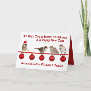 Bird Lovers, Cute Merry Christmas Card