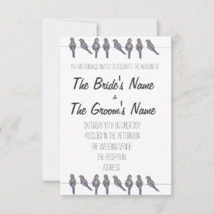 Bird-Lovers Wedding Invitation, Fully Customisable Invitation