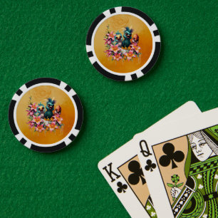 Bird magic in a sea of flowers, poker chips