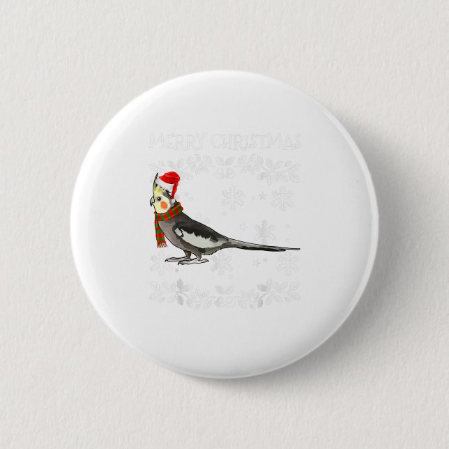 Bird Merry Christmas Ornament Cockatiel 2 Inch Round Button (Front)