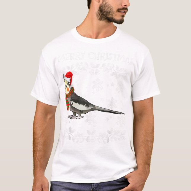 Bird Merry Christmas Ornament Cockatiel T-Shirt (Front)