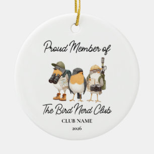 Bird Nerd Club Christmas, Funny Bird lover Ceramic Ornament