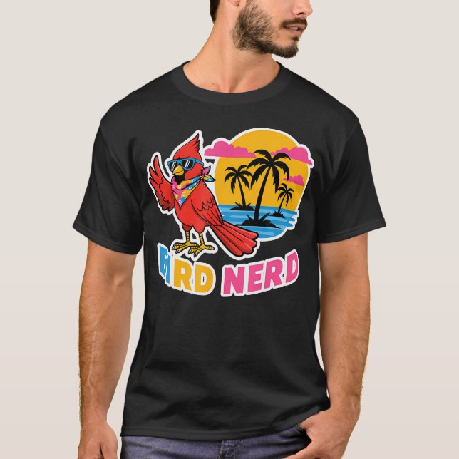 Bird Nerd Funny Cardinal Lover Sunset T-Shirt (Front)