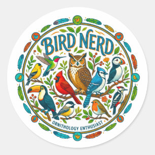 Bird Nerd Logo Classic Round Sticker
