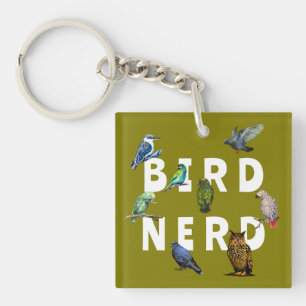 BIRD NERD, parrots, owl, pigeons, kookaburra Keychain