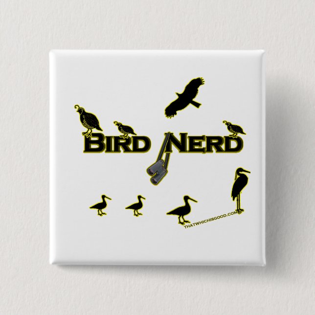 Bird Nerd Silhouette 2 Inch Square Button (Front)