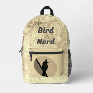 Bird Nerd Silhouette Tan Animal Birdwatcher Printed Backpack