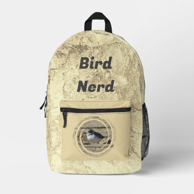 Bird Nerd Small Beach Wading Animal Birdwatcher Printed Backpack (Front)