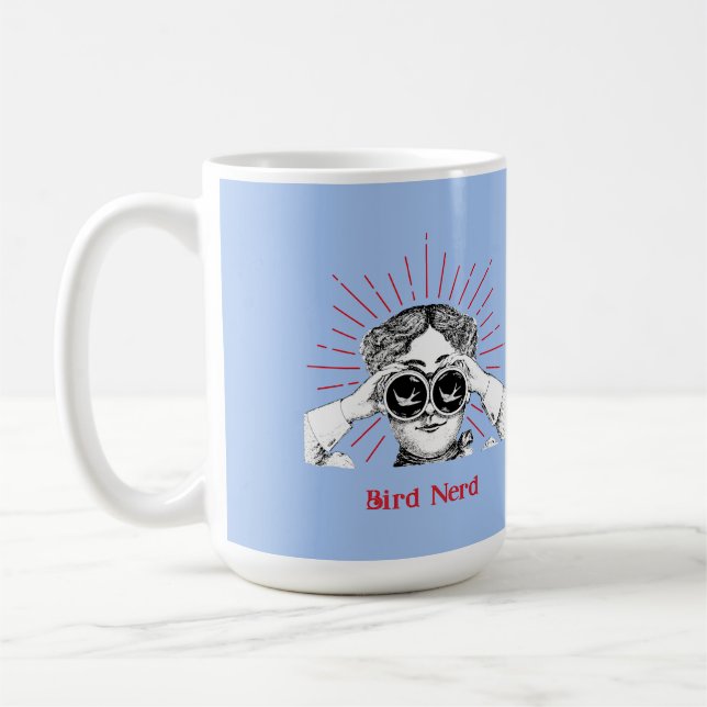Bird Nerd Woman Binoculars Coffee Mug (Left)