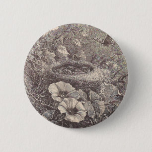 Bird Nest 2 Inch Round Button