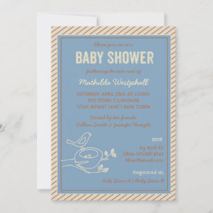 Bird Nest Blue Baby Shower Invitation