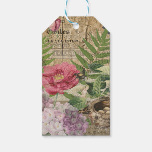 Bird Nest Floral Garden Flower Butterfly Art Gift Tags