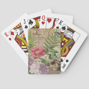 Bird Nest Floral Garden Flower Butterfly Art Playing Cards