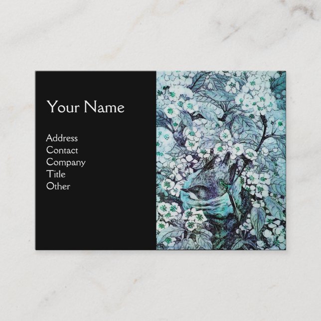 BIRD NEST,monogram ,blue white black Business Card (Front)