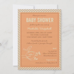 Bird Nest Orange Baby Shower Invitation