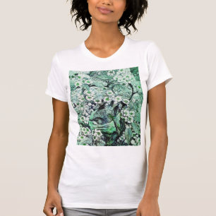 BIRD NEST,TREE, GREEN WHITE SPRING FLOWERS Floral T-Shirt