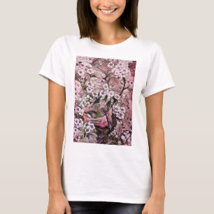 BIRD NEST, TREE PINK WHITE SPRING FLOWERS Floral T-Shirt