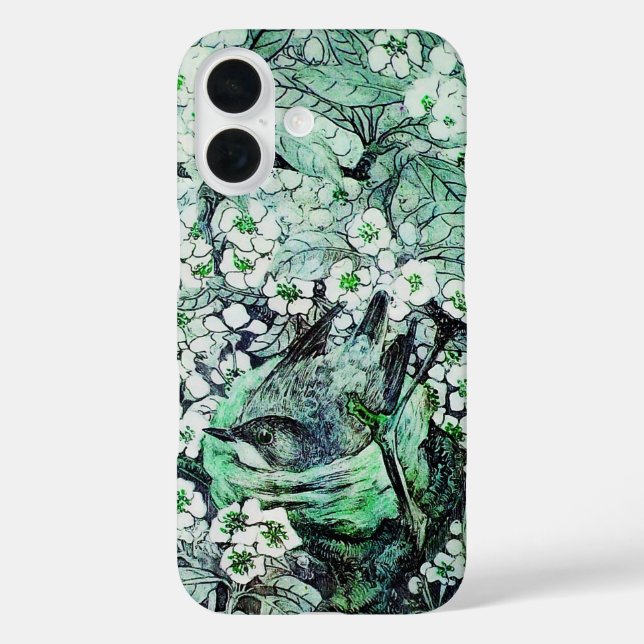 BIRD NEST,TREE WHITE GREEN SPRING FLOWERS Floral Case-Mate iPhone Case (Back)
