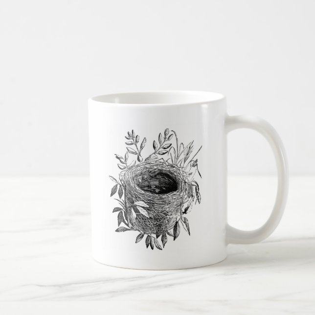 bird nest vintage illustration coffee mug (Right)