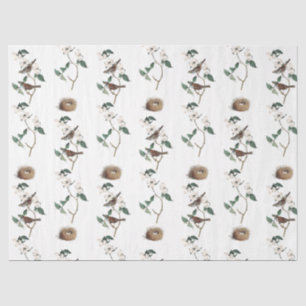 Bird Nest White Flowering Dogwood Vintage Pattern  Tissue Paper