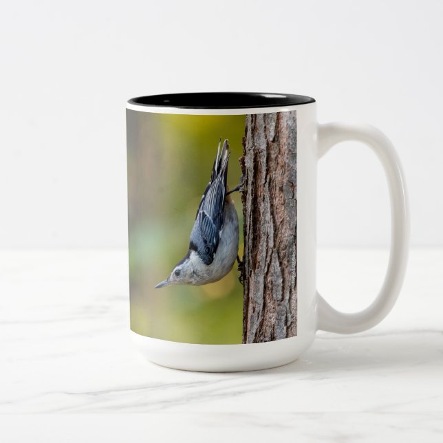 Bird, Nuthatch, 2-sided, Two-Tone Coffee Mug (Right)