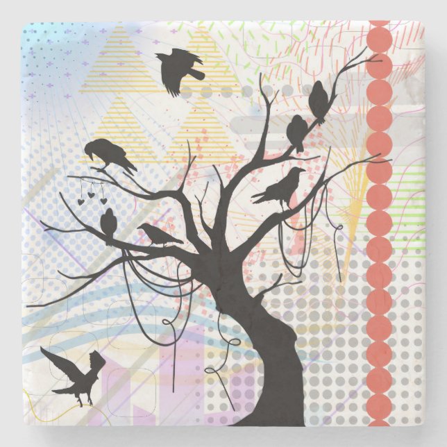 Bird of a Feather Be Unique Together Stone Coaster (Front)