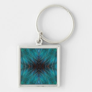 Bird Of Paradies Fractal Feather Design Keychain