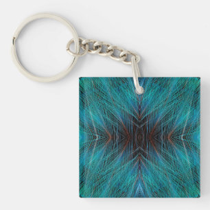 Bird Of Paradies Fractal Feather Design Keychain