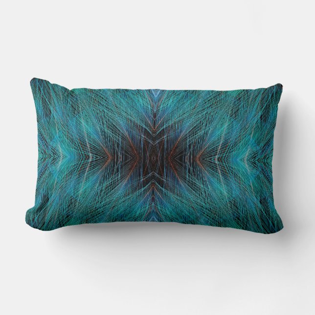 Bird Of Paradies Fractal Feather Design Lumbar Pillow (Front)
