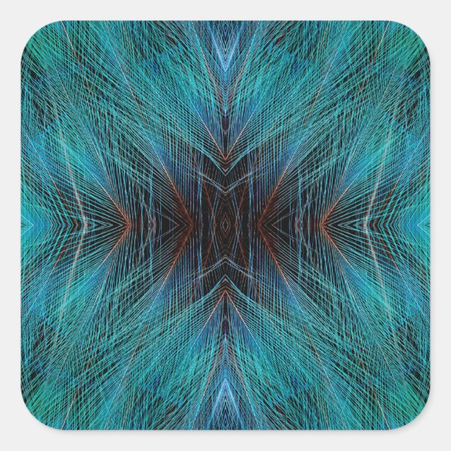 Bird Of Paradies Fractal Feather Design Square Sticker (Front)