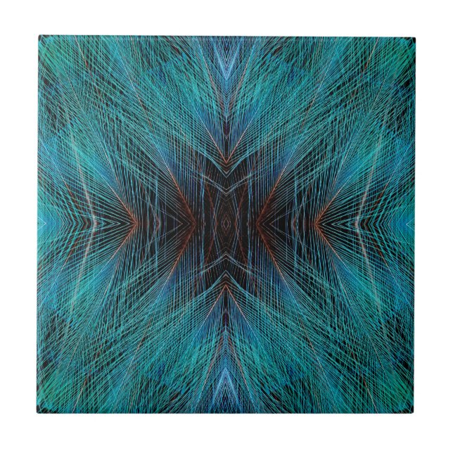 Bird Of Paradies Fractal Feather Design Tile (Front)