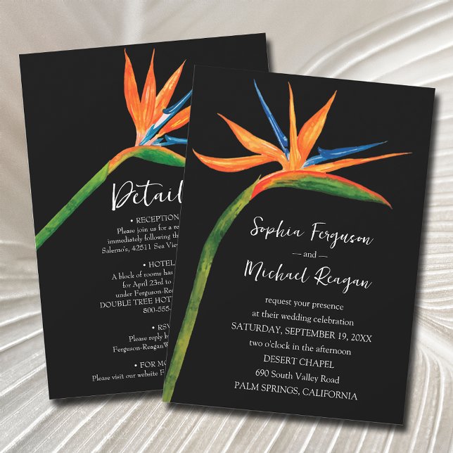 Bird of Paradise All In One Wedding Invitation (Creator Uploaded)