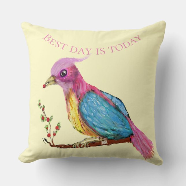 Bird of Paradise | Best Day Is Today  Throw Pillow (Front)