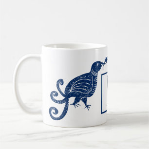 Bird of paradise blue monogram coffee mug