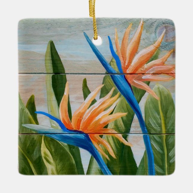 Bird of Paradise Ceramic Ornament (Front)