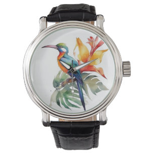 Bird of Paradise, colourful phantasy bird 'n flowe Watch