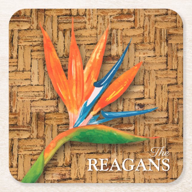 Bird of Paradise Custom Square Paper Coaster (Front)