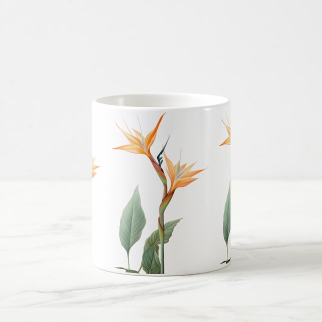 Bird of paradise drawing (flower) coffee mug (Center)