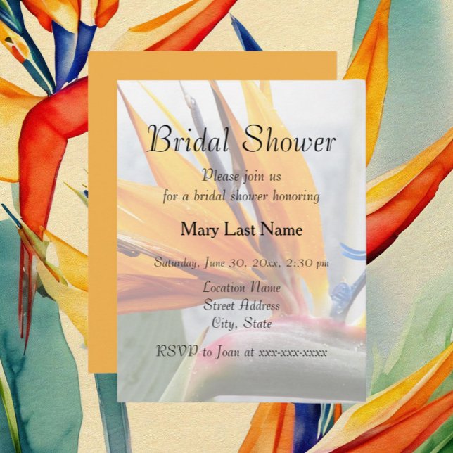 Bird of Paradise Floral Bridal Shower Invitation (In Situ Tropical)