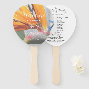 Bird of Paradise Floral Wedding Ceremony Program Hand Fan