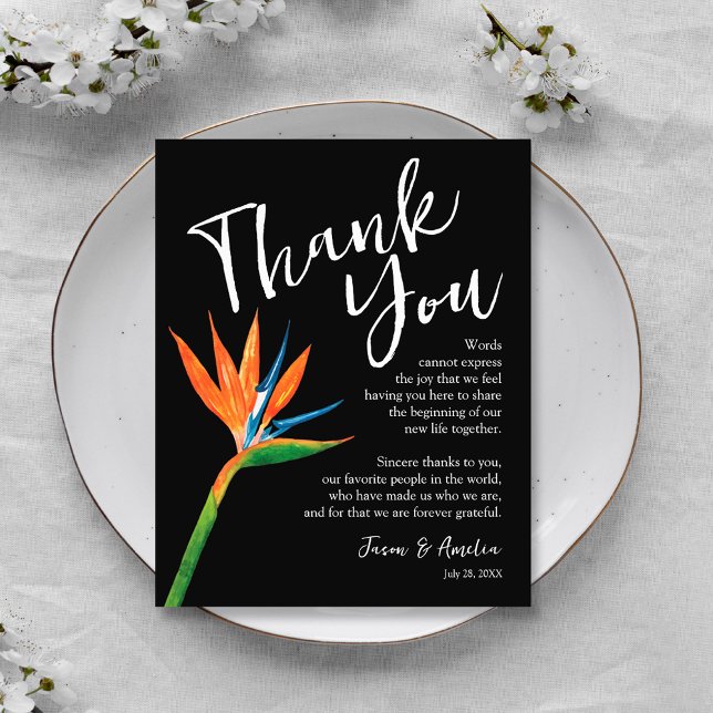 Bird of Paradise Floral Wedding Plate Thank You Flyer (Bird of paradise floral wedding plate light-weight paper thank you cards)