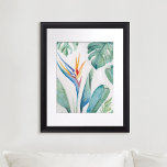 Bird of Paradise Florida Watercolors Poster<br><div class="desc">Add a touch of paradise to your space with this vibrant bird of paradise Florida watercolors print, featuring my original hand-painted flower and palm leaf in rich shades of orange, green, and turquoise. This botanical wall art is perfect for creating a relaxing tropical decor vibe in any room—from bedrooms to...</div>
