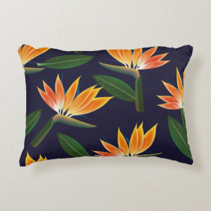 Bird of paradise flower accent pillow
