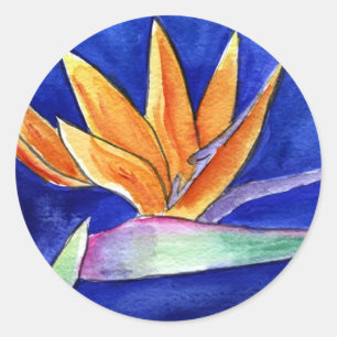 Bird of Paradise Flower Artwork Painting Stickers
