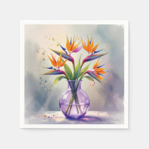 Bird of Paradise Flower Bouquet In Watercolor Napkin