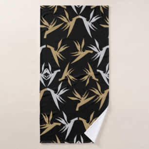 Bird of Paradise Flower Fabric Print Bath Towel