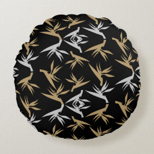 Bird of Paradise Flower Fabric Print Round Pillow