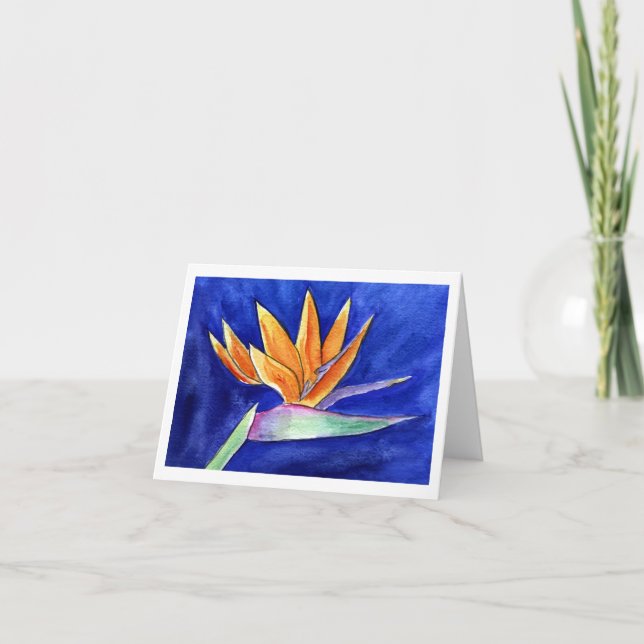 Bird of Paradise Flower Painting Note Cards (Front)